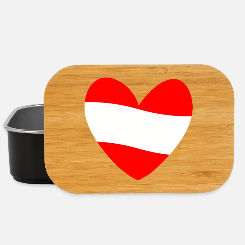 Österreich Flagge Herz - Lunch Box - Schwarz