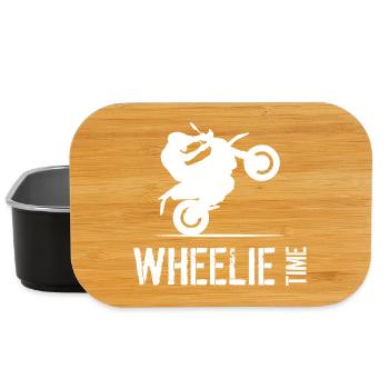 Motorcycle Biker Symbol Wheelie Time Illustration - Lunch Box - black - Front