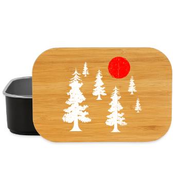Soleil rouge sur pin blanc Silhouettes - Boîte à goûter - noir - Devant