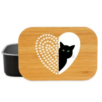 Schwarze Katze mit Blumenmuster - Lunch Box - Schwarz - Vorne