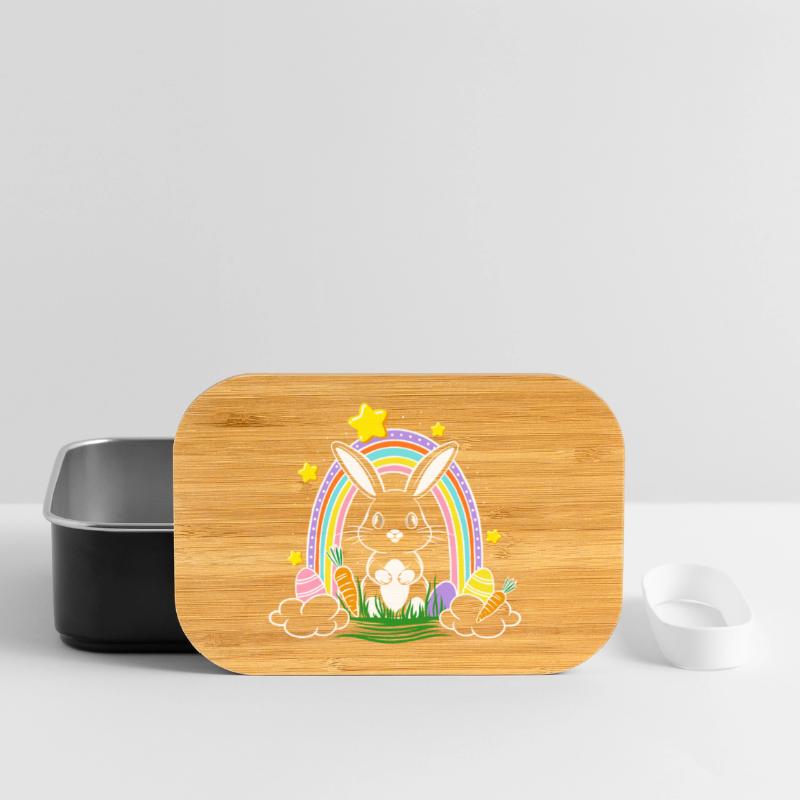 Easter Bunny Bunny with Rainbow and Easter Eggs Lunch Box