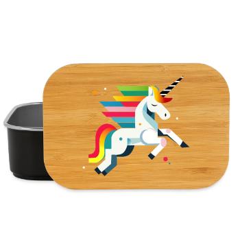 Magic Unicorn – Colorful Design - Lunch Box - black - Front