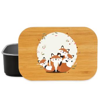 Happy fox family – Conception harmonieuse des animaux de la forêt - Boîte à goûter - noir - Devant