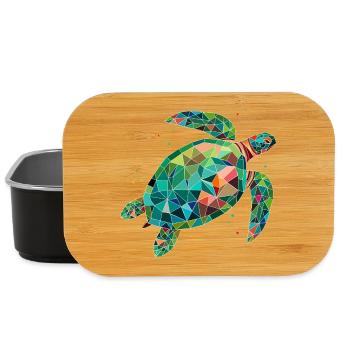 Colorful Water Turtle – Colorful Sea Design - Lunch Box - black - Front