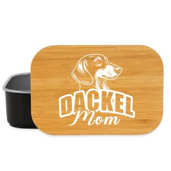 "Dachshund Mom" with dog head - Lunch Box - black - Front