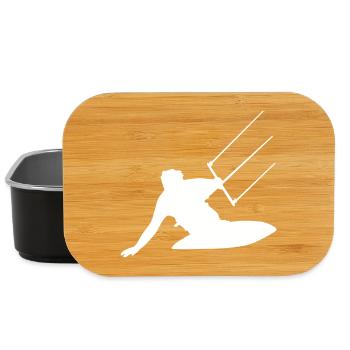 Kitesurfer Silhouette Sea Waves Adventure - Lunch Box - black - Front