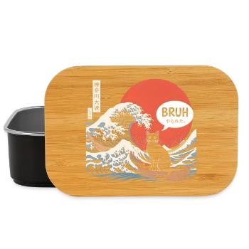 Bruh Cat Japanese Wave Aesthetic - Lunch Box - black - Front