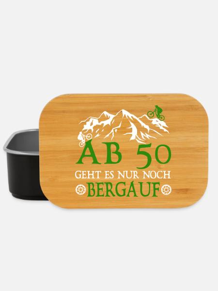 From 50 it's all uphill 50 Birthday Biker - Lunch Box - black
