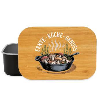 Mushroom Picking Mushrooms Picking Mushroom Hunters Forest - Lunch Box - black - Front