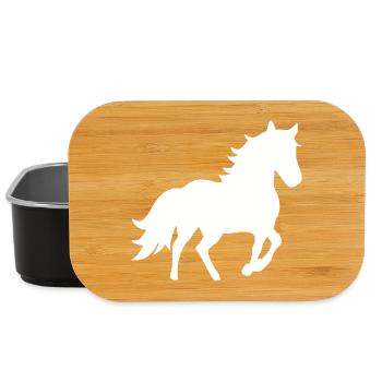 Chevaux Silhouettes T-shirt Cadeau Cavalier - Boîte à goûter - noir - Devant