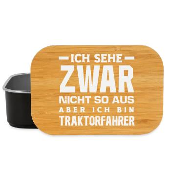 Ich sehe zwar nicht so aus ich bin Traktorfahrer - Lunch Box - Schwarz - Vorne