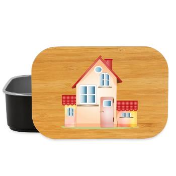 Colorful House – Friendly Home Motif - Lunch Box - black - Front
