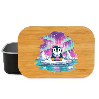 Pinguin auf Eis mit pinkem Drink - Lunch Box - black - Front