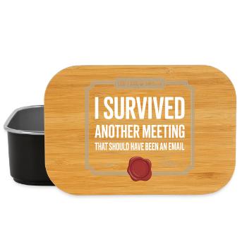 I Survived Another Meeting Email Home Office Office - Lunch Box - black - Front