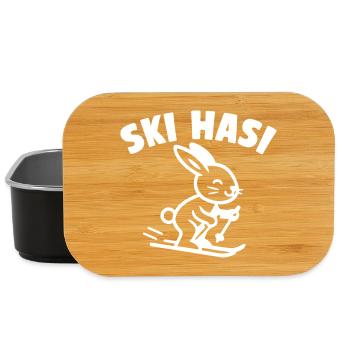 Ski bunny sur ski – Sports d’hiver rétro - Boîte à goûter - noir - Devant