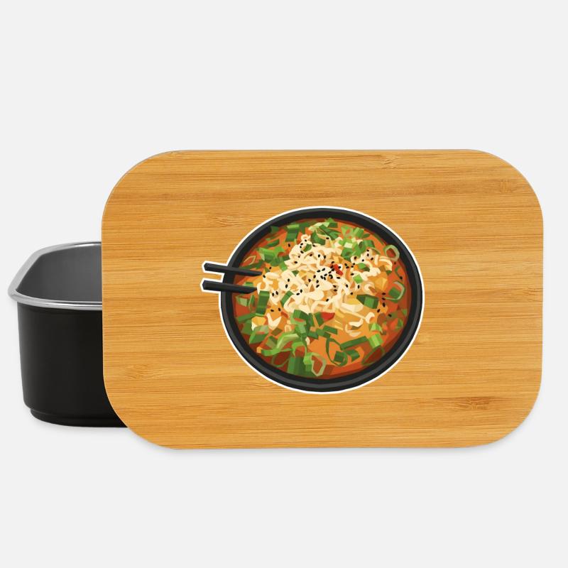 Designs de ramen : soupe japonaise et nouilles instantanées - Boîte à goûter - noir
