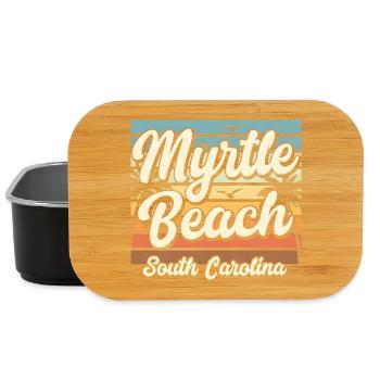 Vacances rétro au coucher de soleil à Myrtle Beach, en Caroline du Sud - Boîte à goûter - noir - Devant