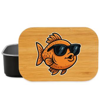 Poisson rouge avec des lunettes de soleil - Boîte à goûter - noir - Devant