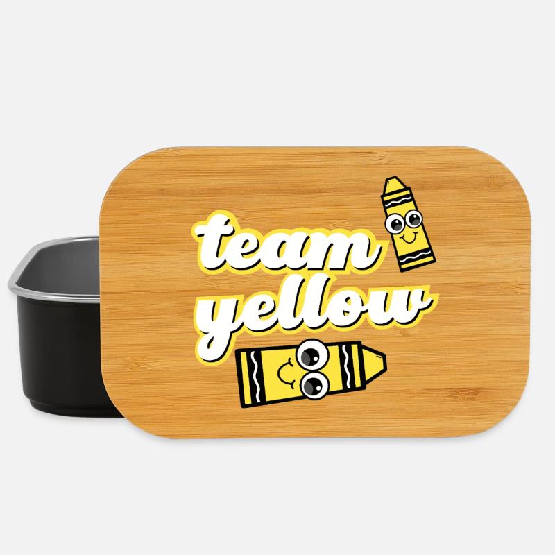Team Yellow Crayons with Face - Lunch Box - black