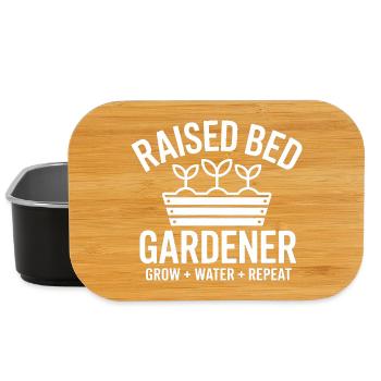 Raised Bed Gardener Grow Water Repeat - Lunch Box - black - Front