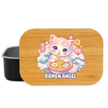 Japon Cat Ramen Nouilles Motif Vague Rétro - Boîte à goûter - noir - Devant