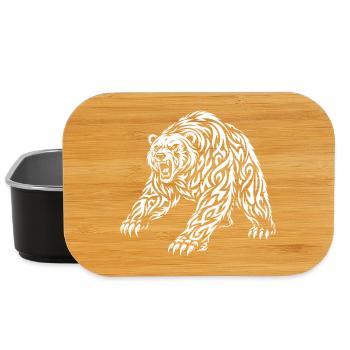 Motif grizzli tribal – Ours sauvage - Boîte à goûter - noir - Devant