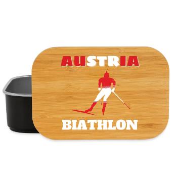 Biathlete Silhouette Red White Austria - Lunch Box - black - Front