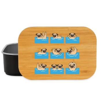 Schwimmender Mops Cartoon Für Hundefans - Lunch Box - Schwarz - Vorne