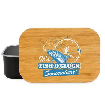 Lustiger Angelspruch – Hooked on Fishing Humor - Lunch Box - Schwarz - Vorne