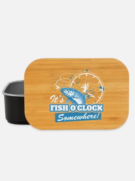 Lustiger Angelspruch – Hooked on Fishing Humor - Lunch Box - Schwarz