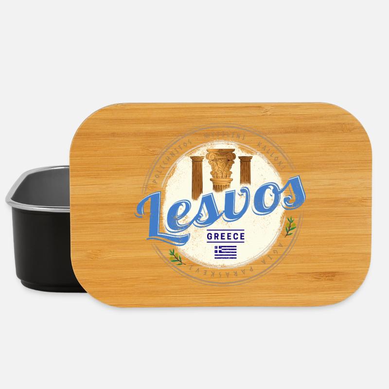 Lesvos Island in Greece Retro Holiday Souvenir - Lunch Box - black