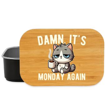 Montag wieder Katzenkaffee, Arbeitsstress, lustig - Lunch Box - Schwarz - Vorne