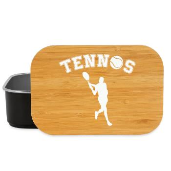 Tennis Silhouette with Ball - Retro Font - Lunch Box - black - Front