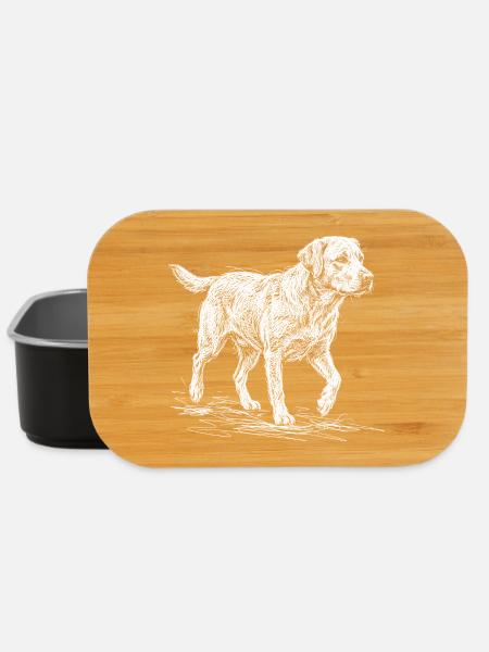 Labrador Sketch Weiß – Minimalistisches Design - Lunch Box - Schwarz