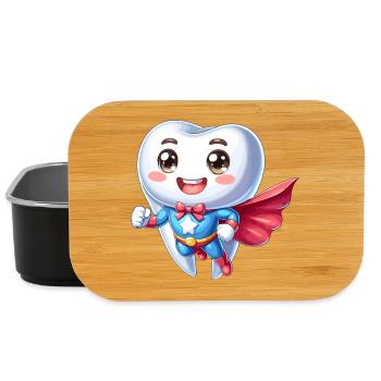 Dentist Superhero Tooth Teeth Hero Brushing Teeth - Lunch Box - black - Front