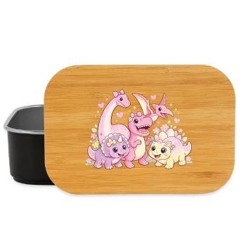 Cute Girl Dino Troop - Lunch Box - black - Front