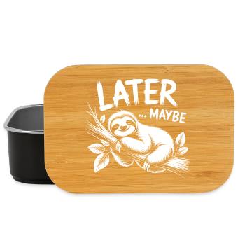 Faultier Spruch Vielleicht später - Lunch Box - Schwarz - Vorne