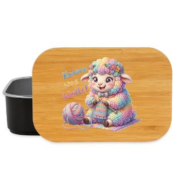 Komme was Wolle - Strickendes Schaf Wollknäuel  - Lunch Box - Schwarz - Vorne