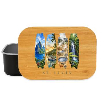 Voyage de vacances à Sainte-Lucie – Plage des Caraïbes et nature - Boîte à goûter - noir - Devant