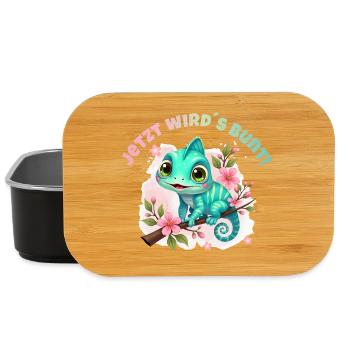 Maintenant, ça devient coloré - Un mignon caméléon aquarelle - Boîte à goûter - noir - Devant