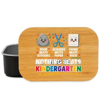Nothing Beats Kindergarten Rock Scissors Paper - Lunch Box - black - Front