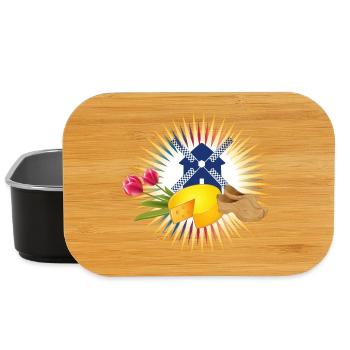 Windmühle mit Tulpen ,Clogs und holländischen Käse - Lunch Box - Schwarz - Vorne