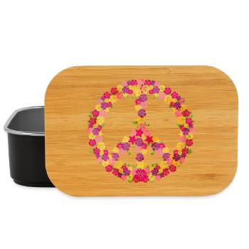 Flower-Power Peace Symbol Retro Vibes - Lunch Box - black - Front