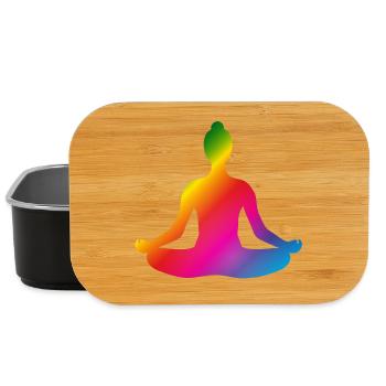 lumineux coloré yoga position silhouette - Boîte à goûter - noir - Devant