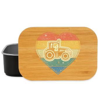 Cœur vintage avec tracteur pour agriculteur et agriculteur - Boîte à goûter - noir - Devant