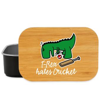 Joueur de cricket dinosaure, T-Rex déteste le cricket - Boîte à goûter - noir - Devant
