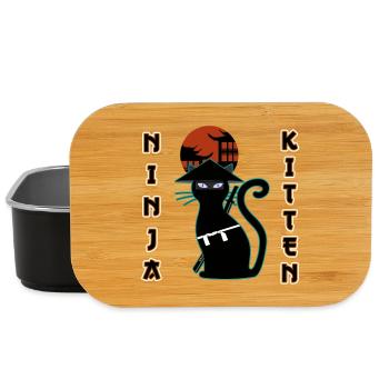 Ninja chat samouraï minou assassin minou miaou - Boîte à goûter - noir - Devant