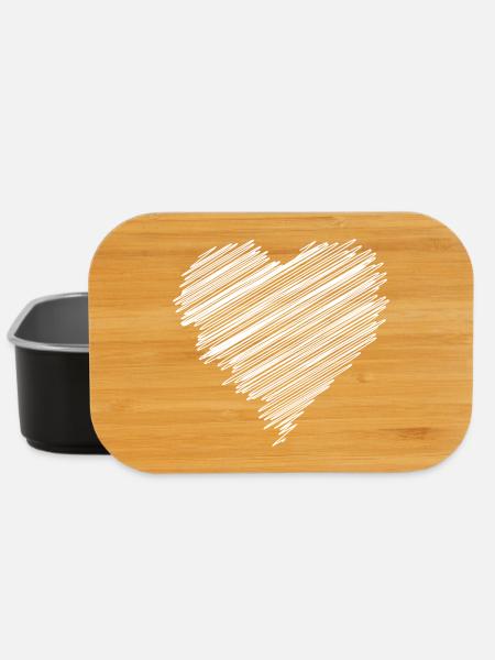 White scribble love heart - Lunch Box - black
