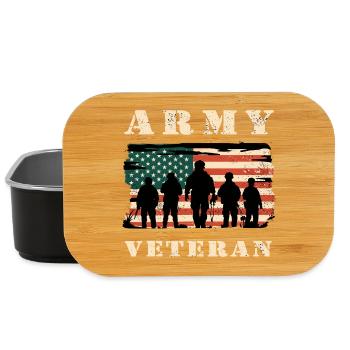 Vétéran de l'armée avec drapeau américain - Boîte à goûter - noir - Devant