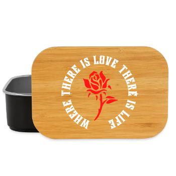 Love is Life | Wahre Liebe ist Leben | Rote Rose - Lunch Box - Schwarz - Vorne